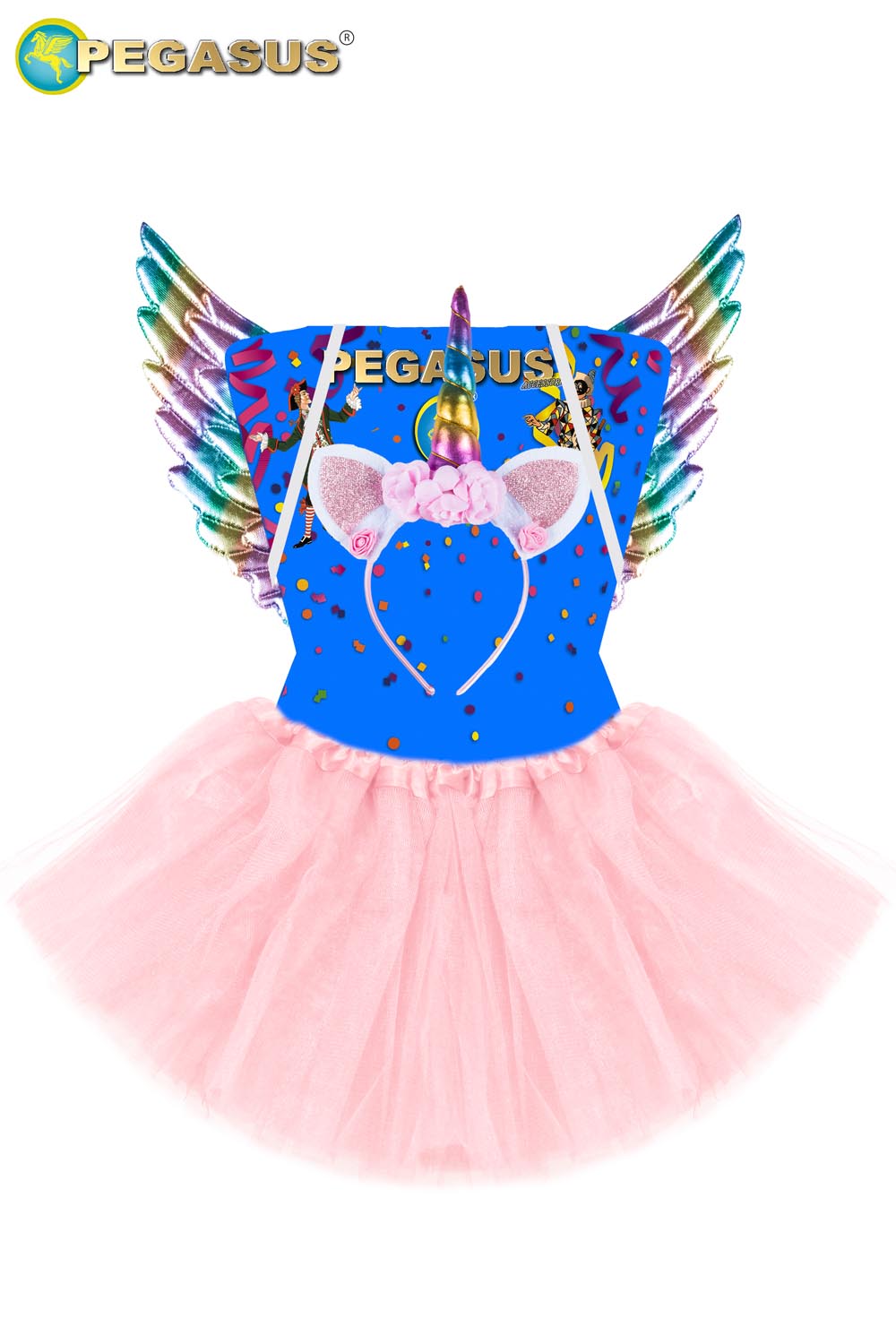 SET UNICORNO ROSA 3PZ (CERCHIETTO,ALI E GONNA)